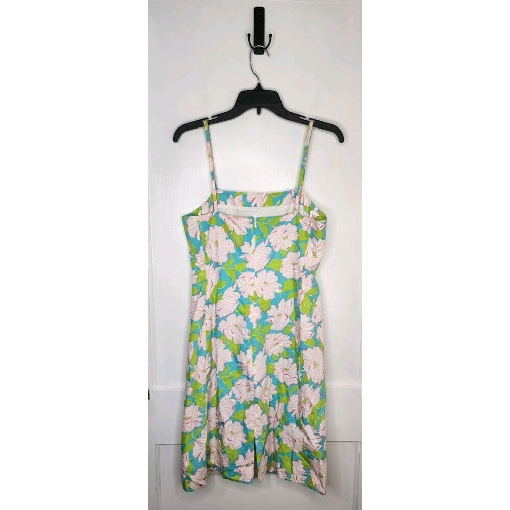 VTG Lauren Ralph Lauren Blue Pink Green Floral Sun Dress Sz 6 Cotton Preppy Y2K - Picture 2 of 4